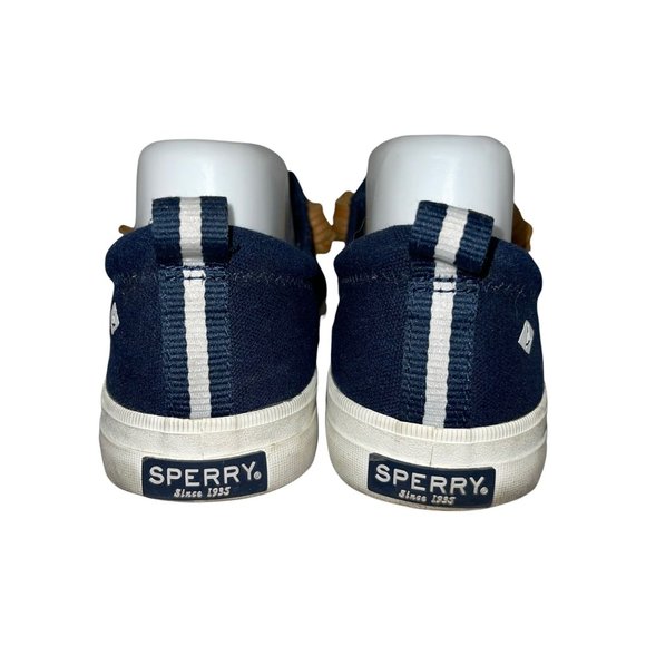 Sperry Top-Sider Navy Blue Canvas Leather Rope Slip On Loafers Women's 8M - Picture 7 of 10